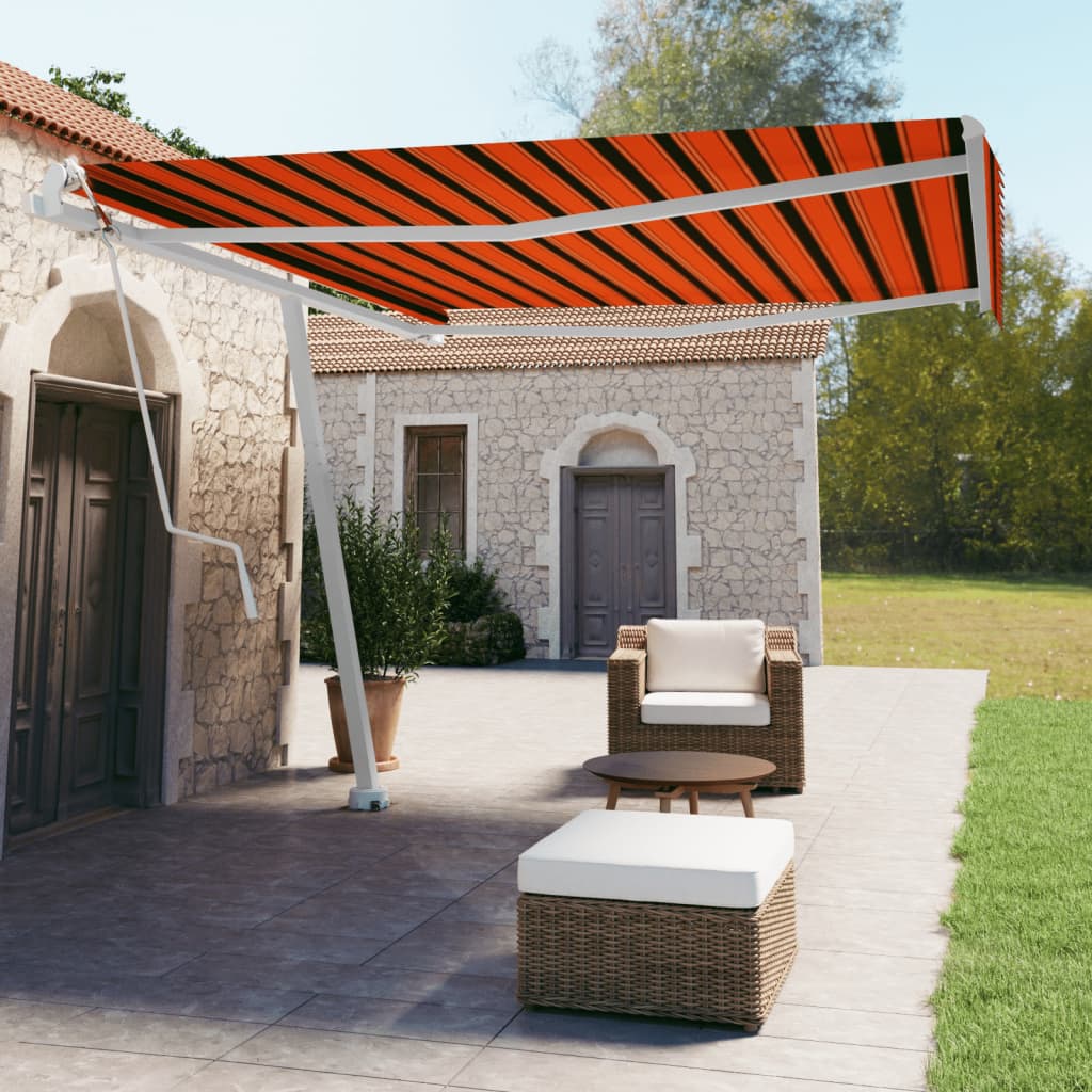 Prostostoječa avtomatska tenda 400×350 cm oranžna/rjava