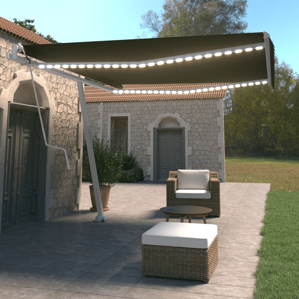 Avtomatska tenda LED + senzor 400×350 cm antracitna