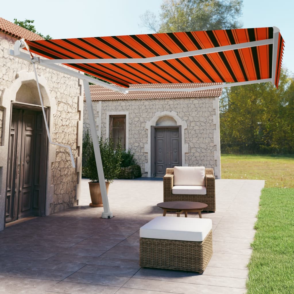 Prostostoječa avtomatska tenda 450×350 cm oranžna/rjava