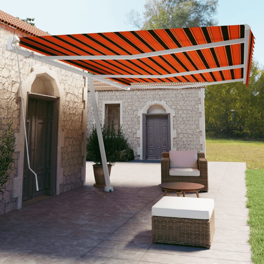 Prostostoječa ročno zložljiva tenda 600×350 cm oranžna/rjava