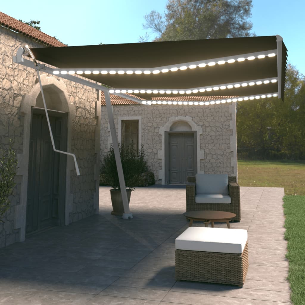 Avtomatska tenda LED + senzor 600×350 cm antracitna