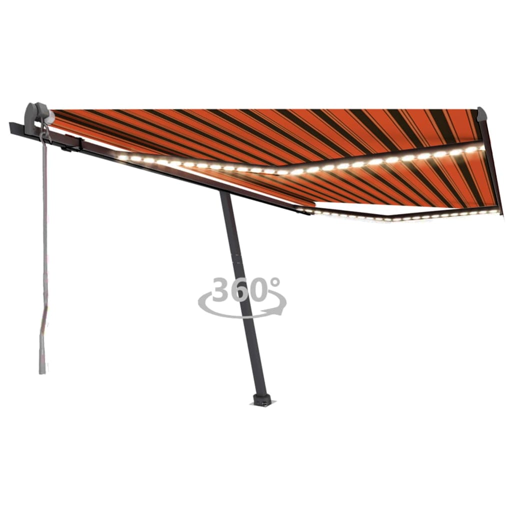 Avtomatska tenda LED + senzor 400×300 cm oranžna/rjava