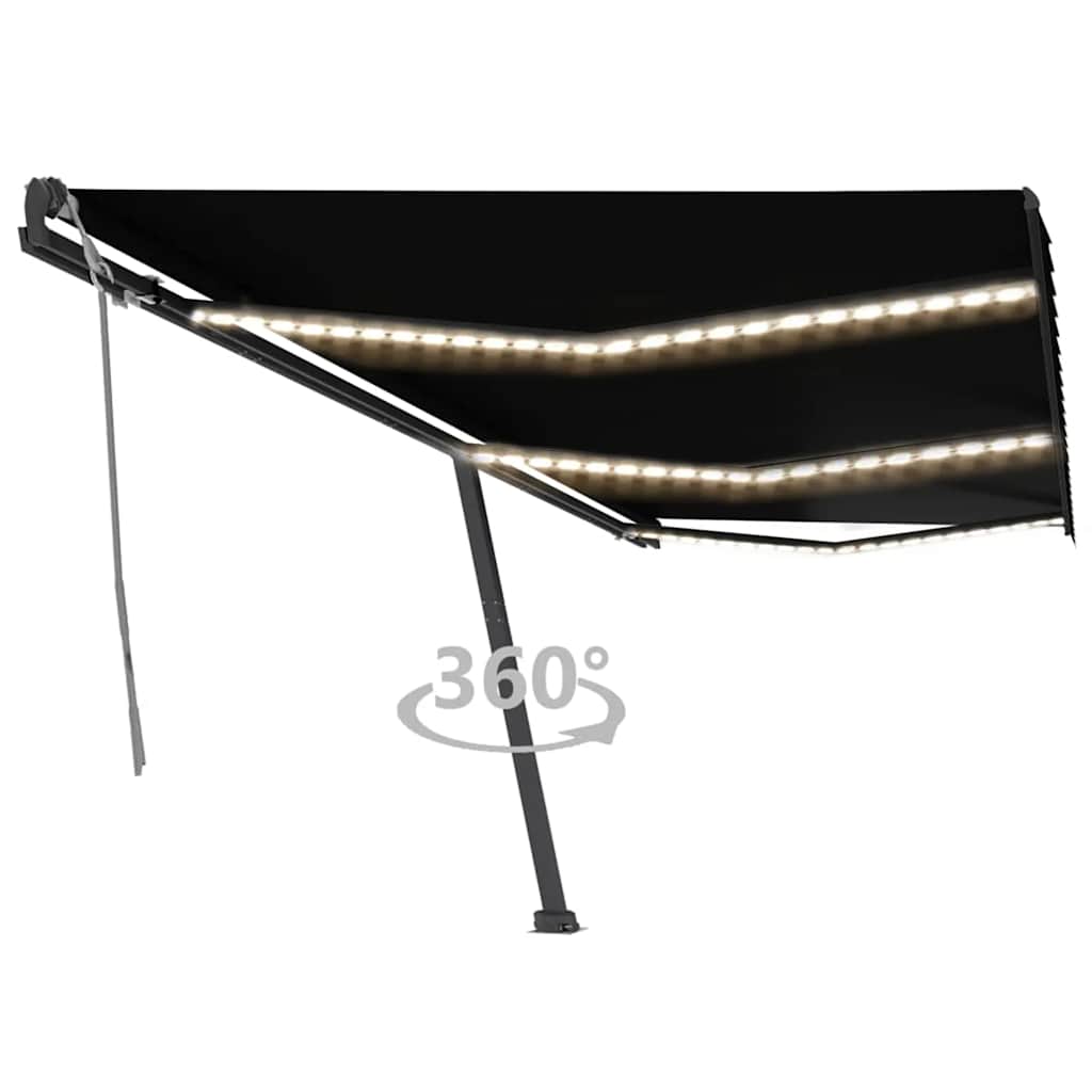 Ročna zložljiva tenda z LED lučkami 600×300 cm antracitna