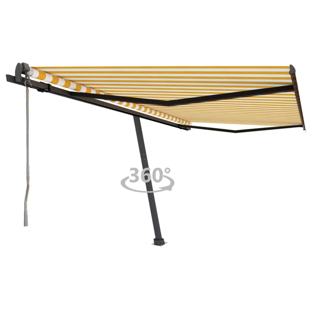 Prostostoječa avtomatska tenda 450×350 cm rumena/bela