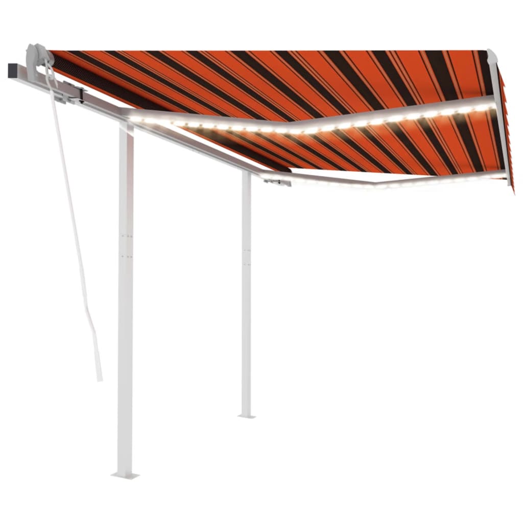 Avtomatska tenda LED + senzor 3,5×2,5 m oranžna in rjava