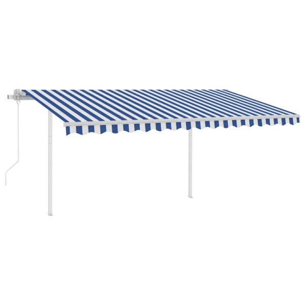 Avtomatsko zložljiva tenda s stebrički 4x3 m modra in bela - Image 2