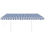 Avtomatsko zložljiva tenda s stebrički 4x3 m modra in bela - Image 3