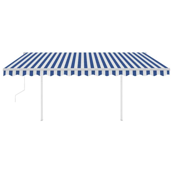Avtomatsko zložljiva tenda s stebrički 4x3 m modra in bela - Image 3