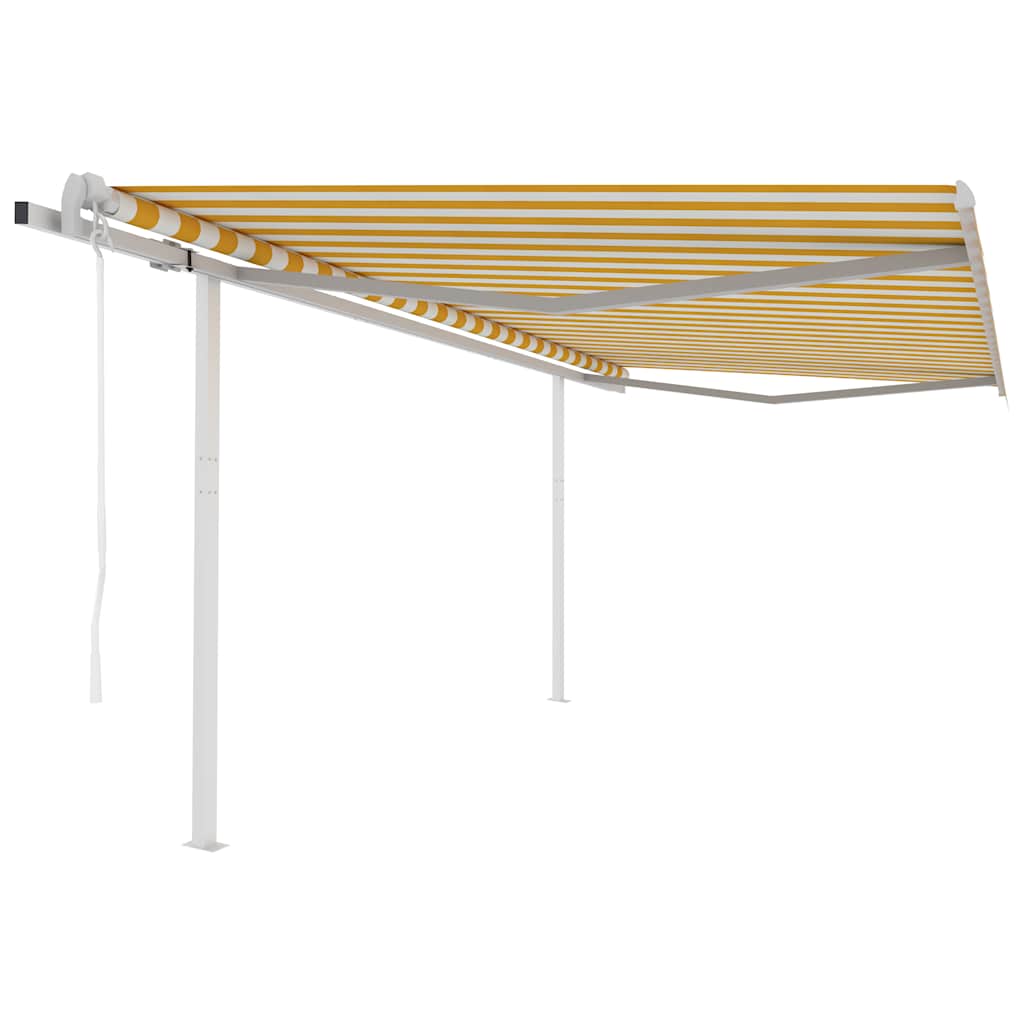 Avtomatsko zložljiva tenda s stebrički 4×3 m rumena in bela