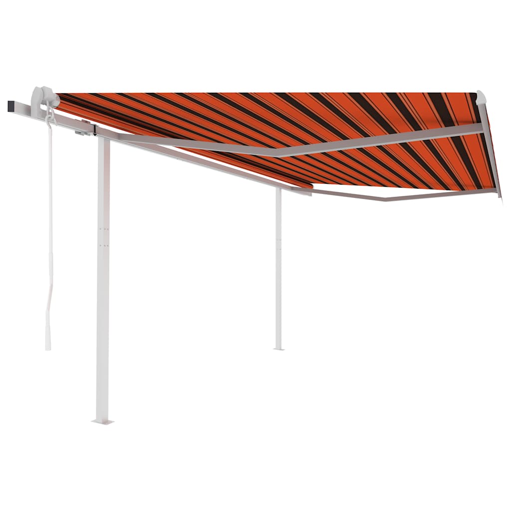 Avtomatsko zložljiva tenda s stebrički 4×3 m oranžna in rjava