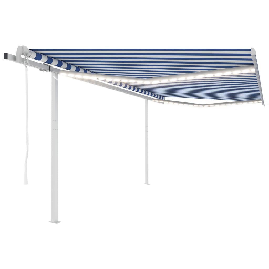 Avtomatska tenda LED + senzor 4×3 m modra in bela