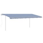 Avtomatsko zložljiva tenda s stebrički 5x3 m modra in bela - Image 2