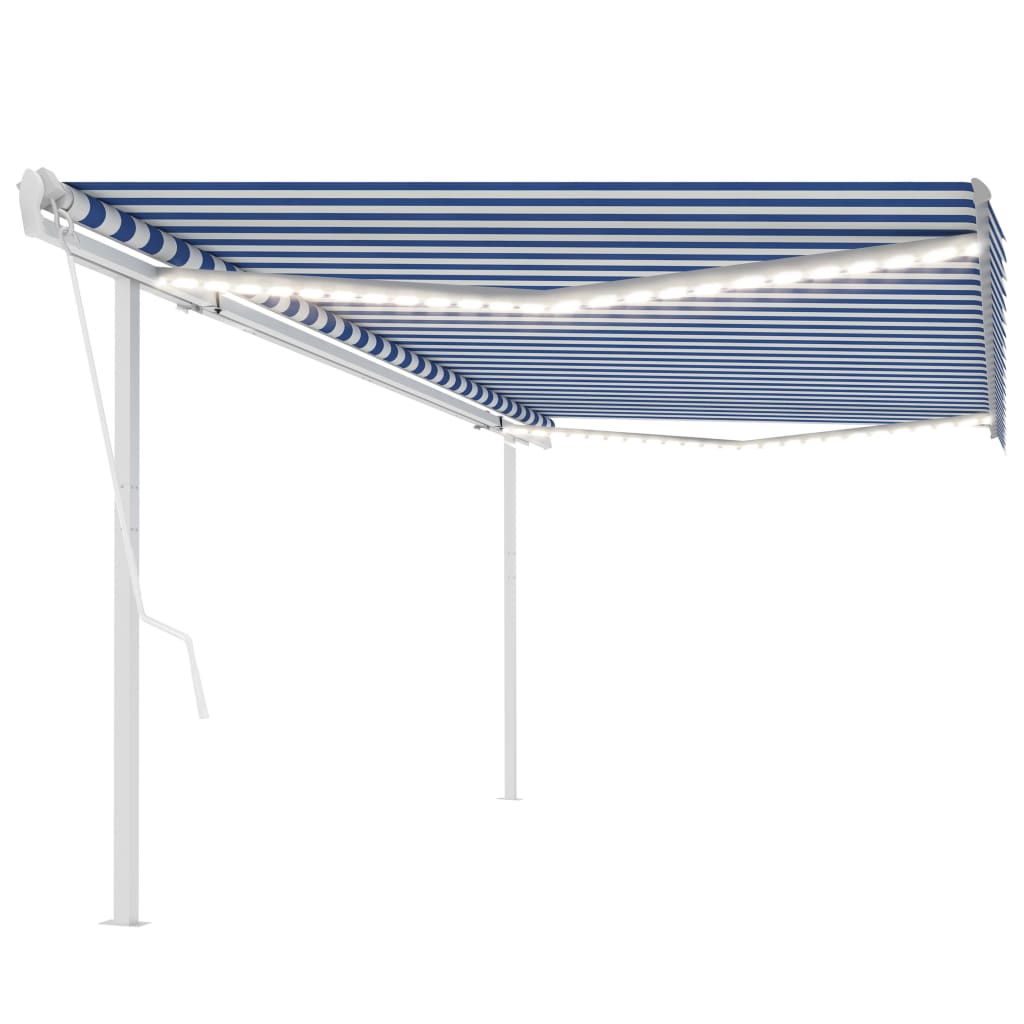 Avtomatska tenda LED + senzor 5×3 m modra in bela