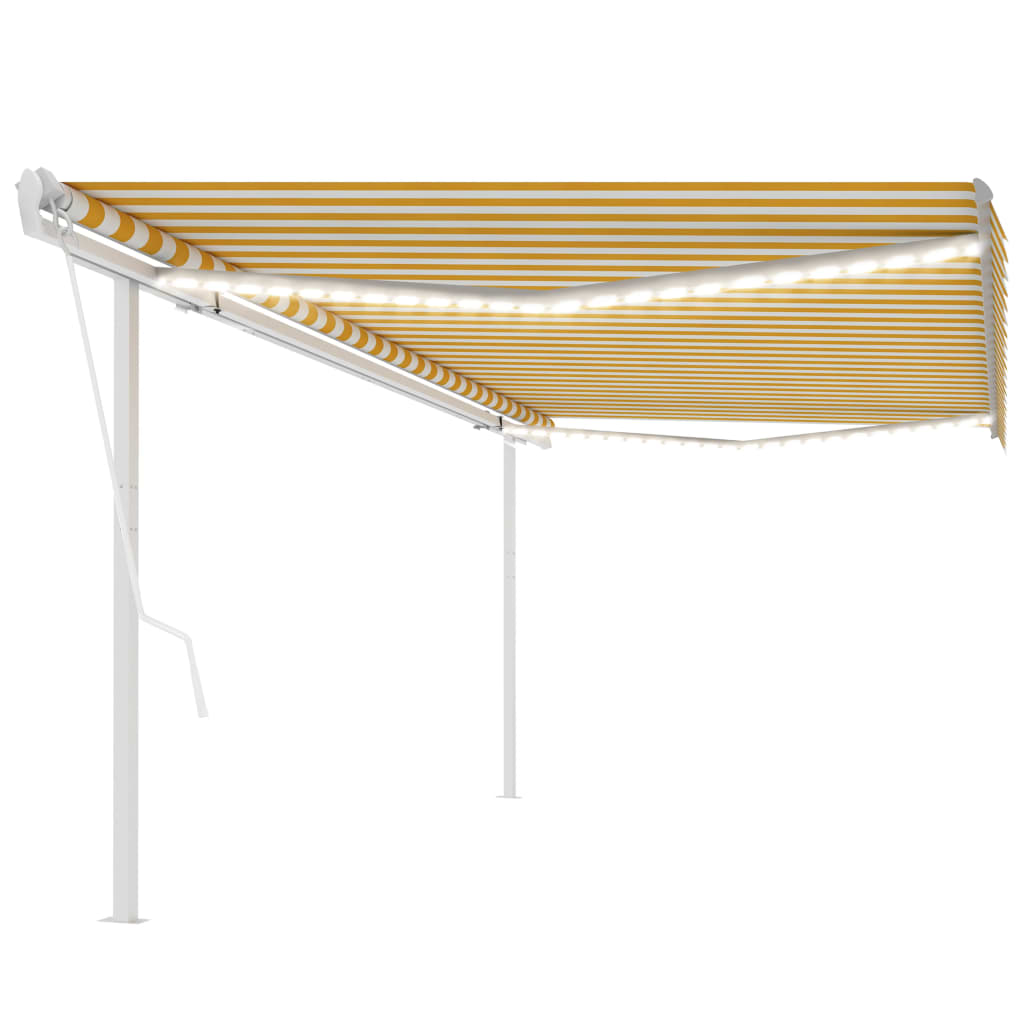 Avtomatska tenda LED + senzor 5×3 m rumena in bela
