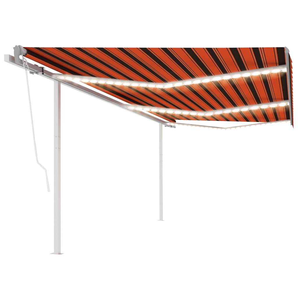 Avtomatska tenda LED + senzor 6×3 m oranžna in rjava