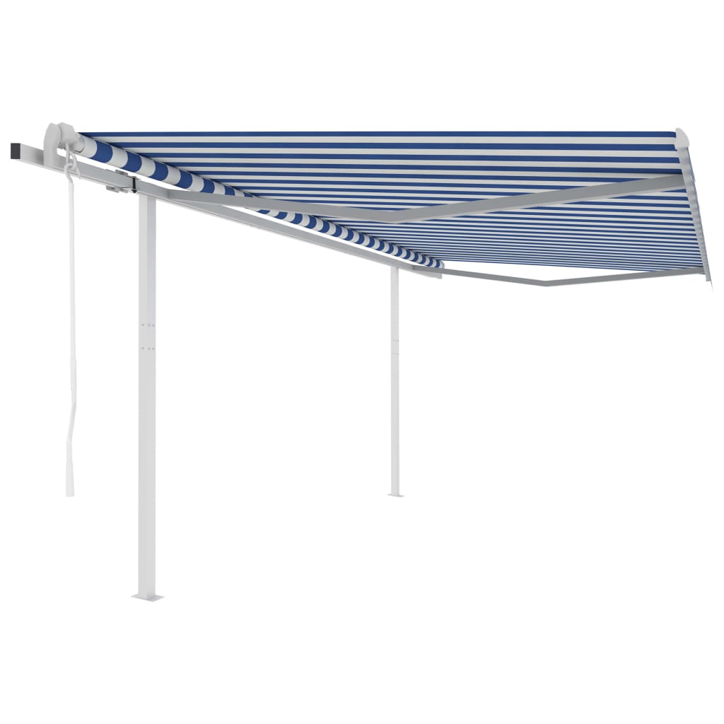 Avtomatsko zložljiva tenda s stebrički 4,5×3,5 m modra in bela
