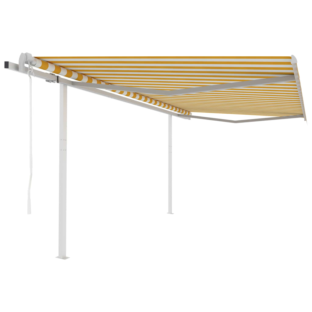 Avtomatsko zložljiva tenda s stebrički 4,5×3,5 m rumena in bela