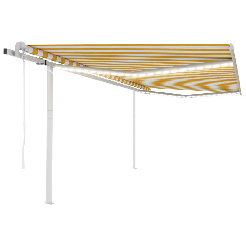 Avtomatska tenda LED + senzor 4,5×3,5 m rumena in bela