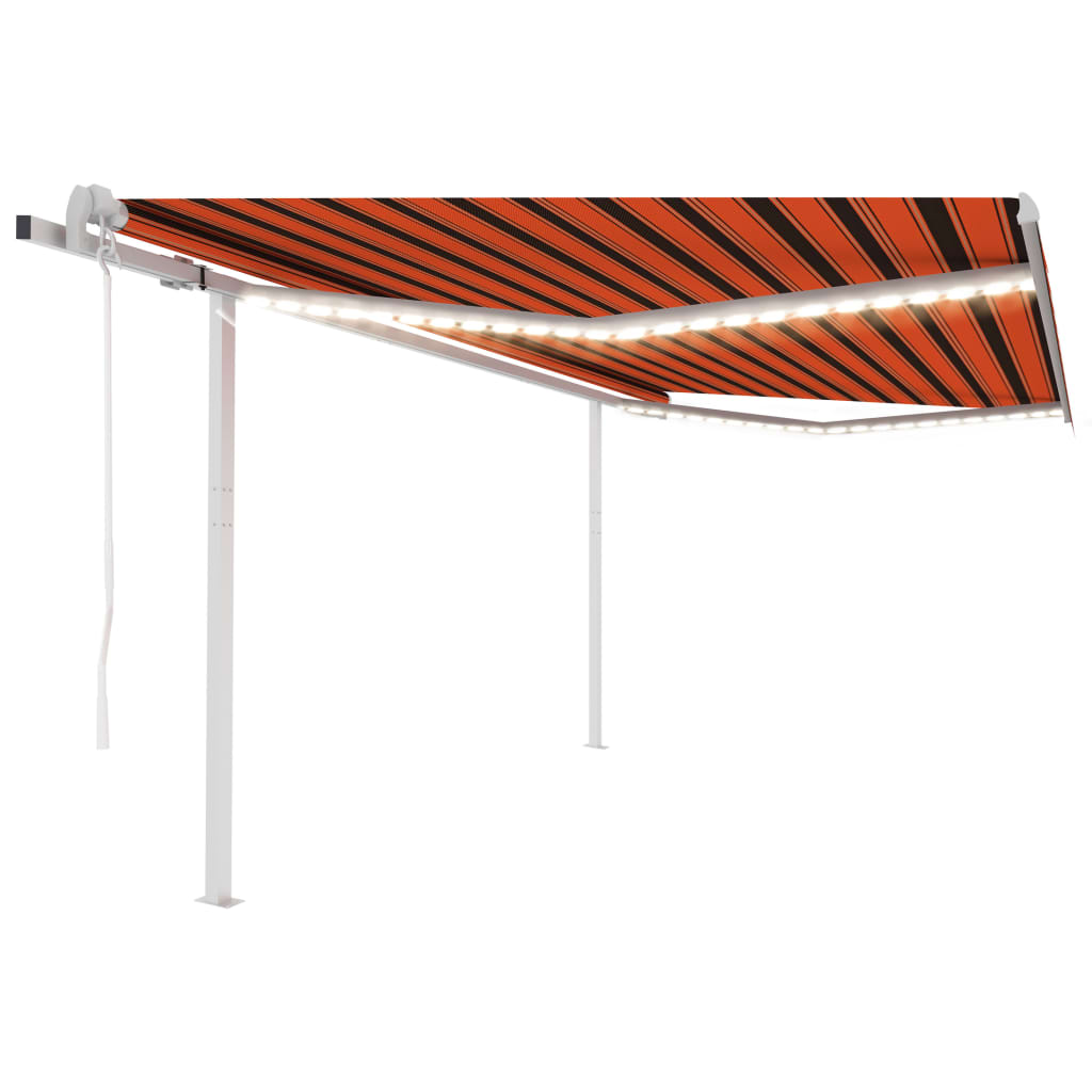 Avtomatska tenda LED + senzor 4,5×3,5 m oranžna in rjava
