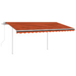 Avtomatska tenda LED + senzor 4,5x3,5 m oranžna in rjava - Image 2