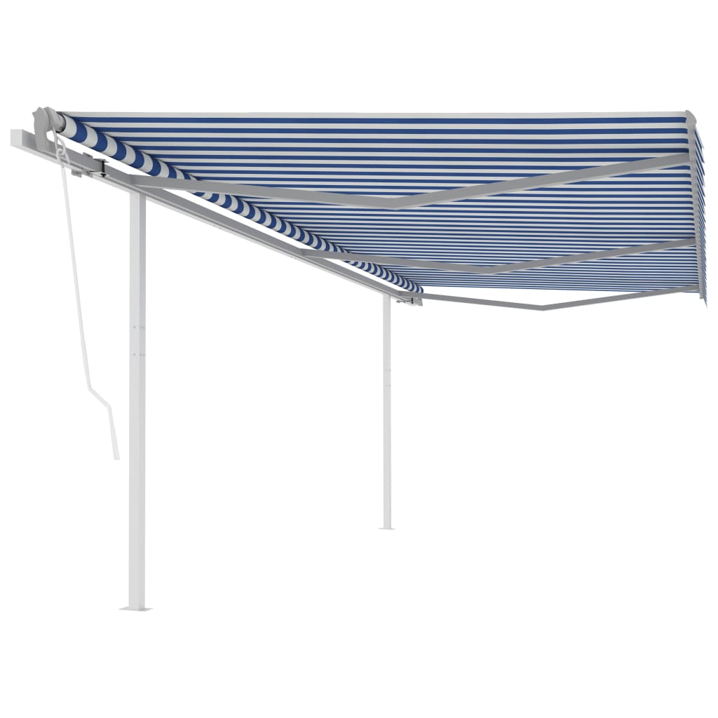 Avtomatsko zložljiva tenda s stebrički 6×3,5 m modra in bela