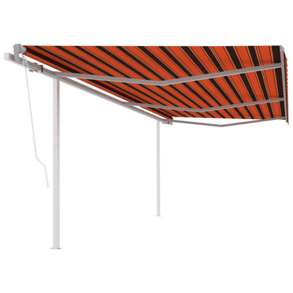 Avtomatsko zložljiva tenda s stebrički 6x3,5 m oranžna in rjava