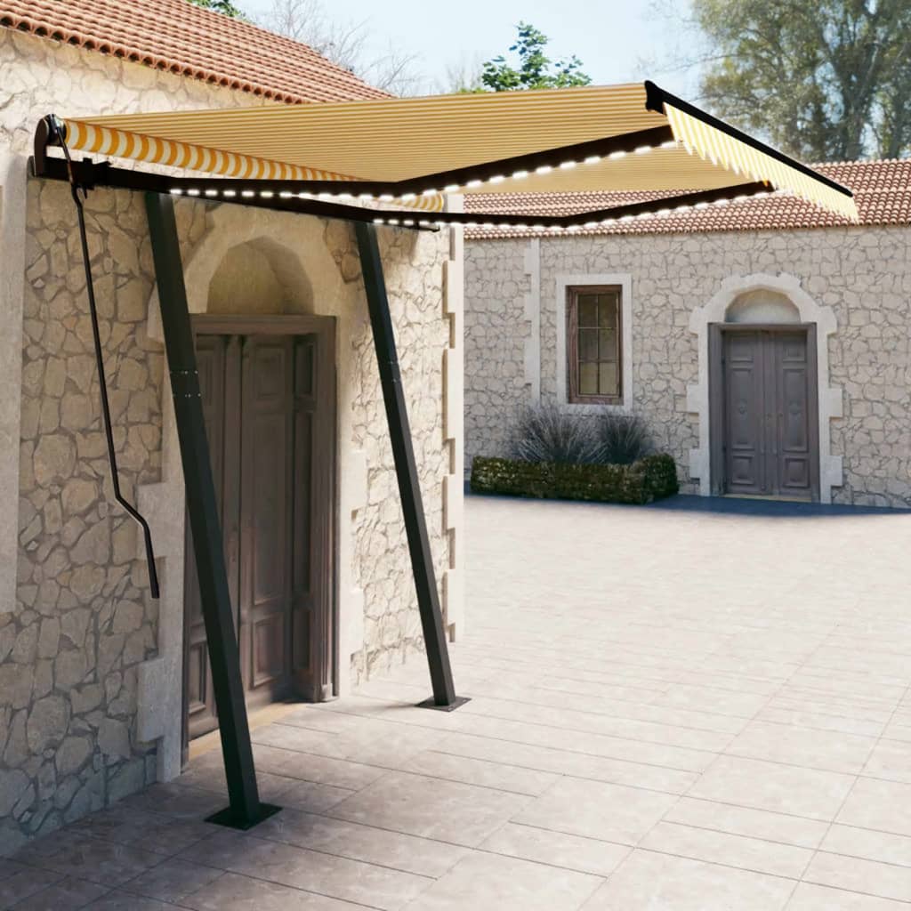 Avtomatska tenda LED + senzor 3,5×2,5 m rumena in bela