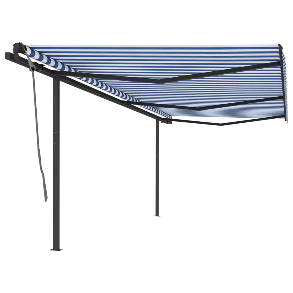 Ročno zložljiva tenda s stebrički 6×3 m modra in bela