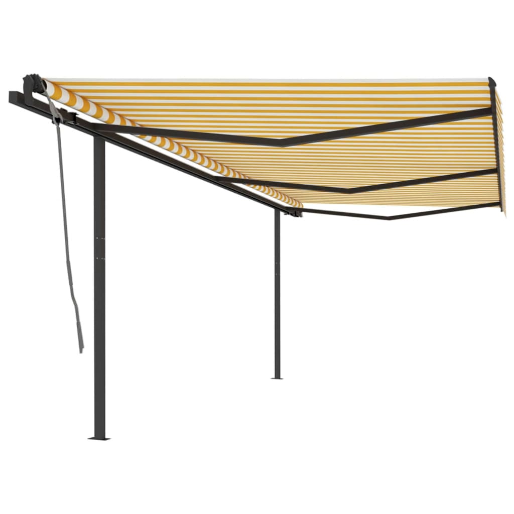 Ročno zložljiva tenda s stebrički 6×3 m rumena in bela