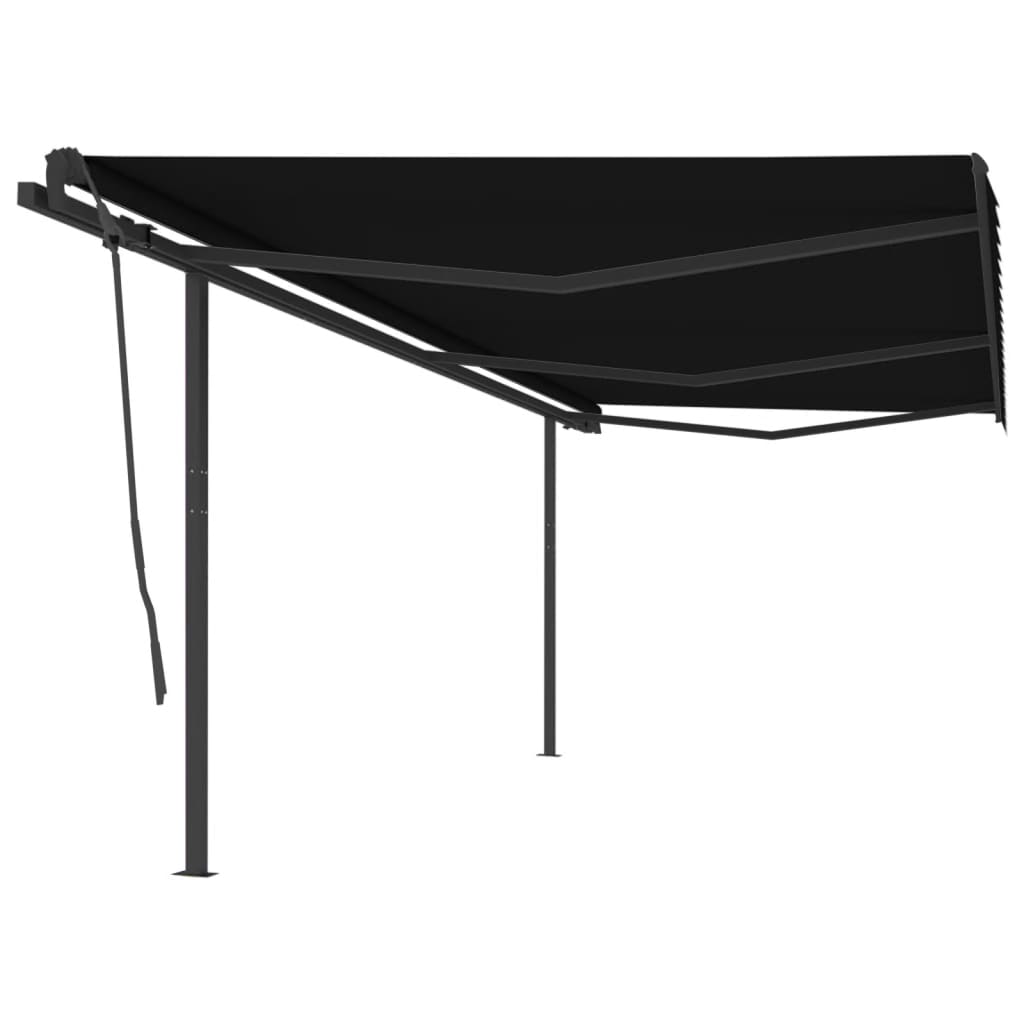 Ročno zložljiva tenda s stebrički 6×3,5 m antracitna