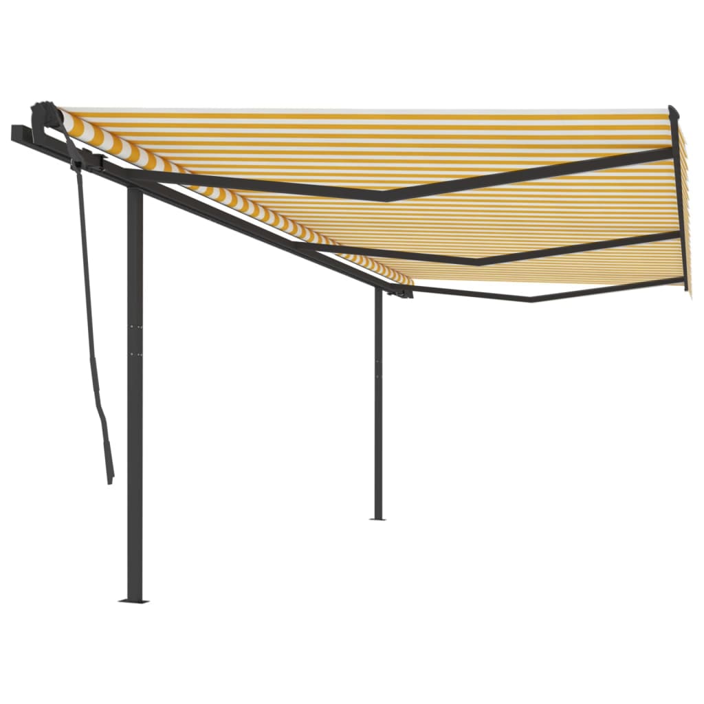 Avtomatsko zložljiva tenda s stebrički 6×3,5 m rumena in bela