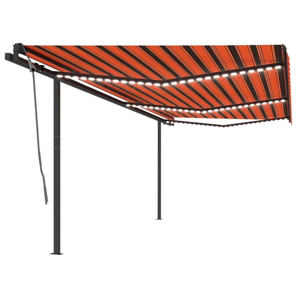 Avtomatska tenda LED + senzor 6×3,5 m oranžna in rjava