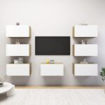 TV omarice 7 kosov bele in sonoma hrast 30,5x30x60 cm