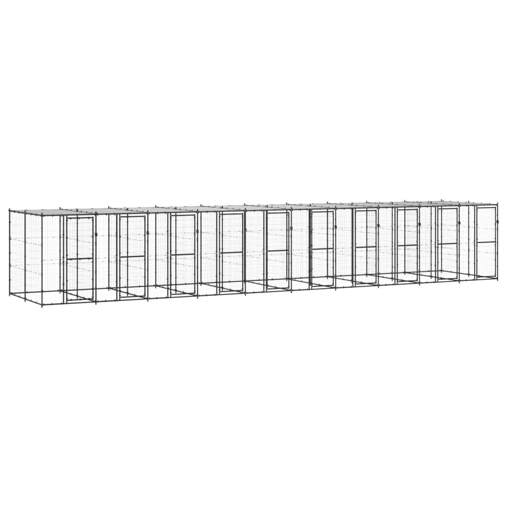 Zunanji pasji boks jeklo s streho 24,2 m²