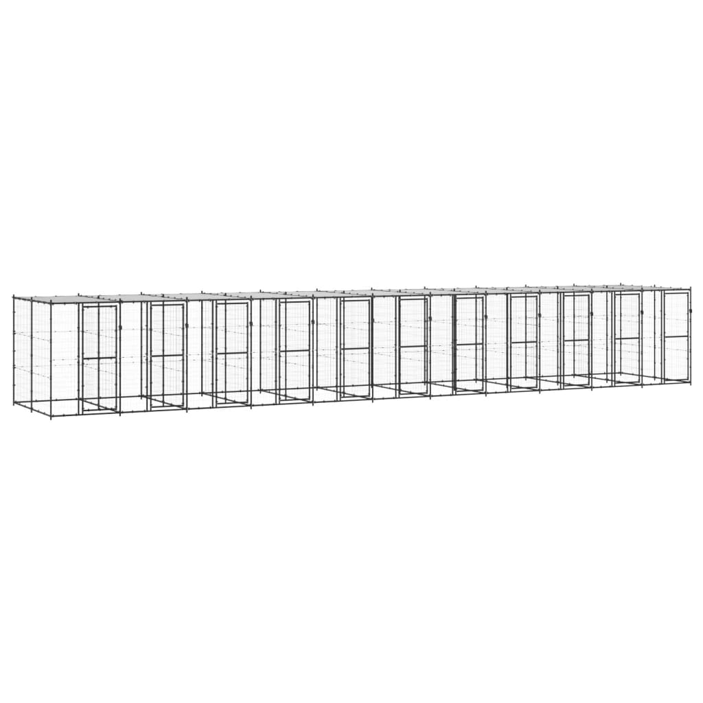 Zunanji pasji boks jeklo s streho 26,62 m²