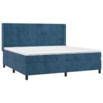 Box spring postelja z vzmetnico temno modra 200x200 cm žamet - Image 3