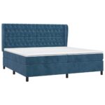 Box spring postelja z vzmetnico temno modra 200x200 cm žamet - Image 3