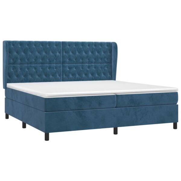 Box spring postelja z vzmetnico temno modra 200x200 cm žamet - Image 3