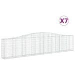 Obokane gabion košare 7 kosov 400x30x80/100 cm cinkano železo - Image 2