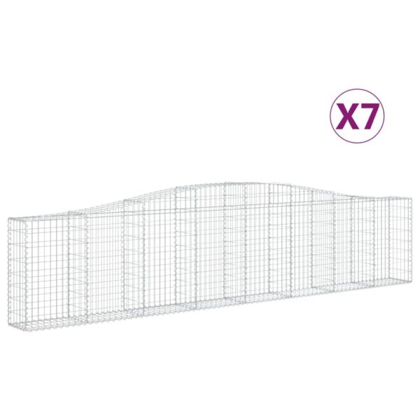 Obokane gabion košare 7 kosov 400x30x80/100 cm cinkano železo - Image 2