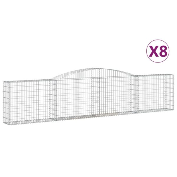 Obokane gabion košare 8 kosov 400x30x80/100 cm cinkano železo - Image 2