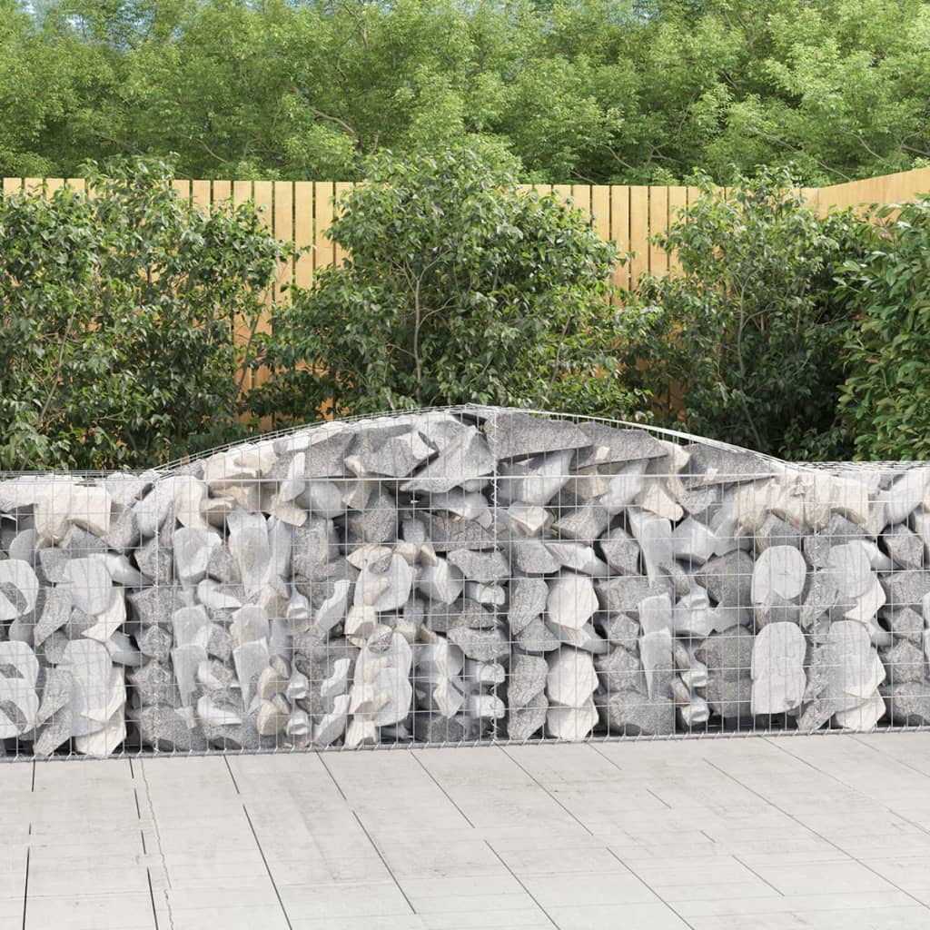 Obokane gabion košare 7 kosov 400x50x80/100 cm cinkano železo