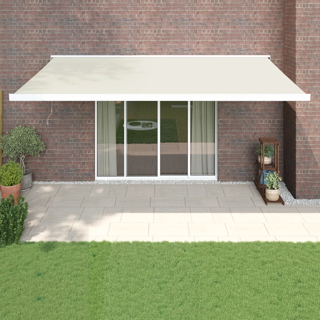 Zložljiva tenda krem 5×3 m blago in aluminij