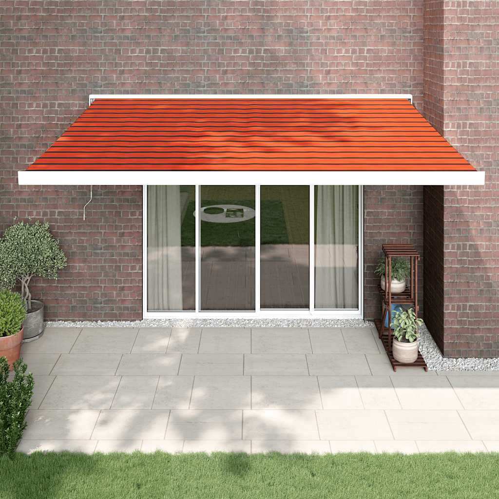 Zložljiva tenda oranžna in rjava 4×3 m blago in aluminij