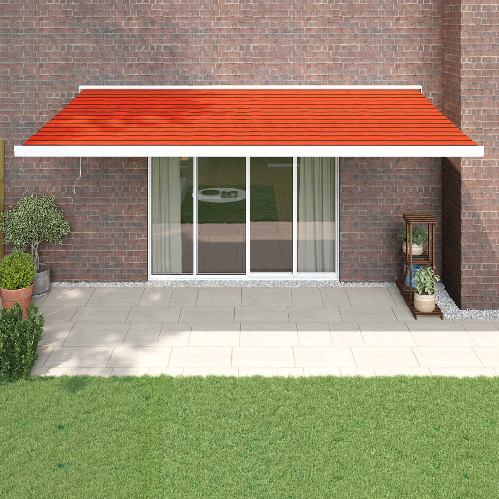 Zložljiva tenda oranžna in rjava 5×3 m blago in aluminij