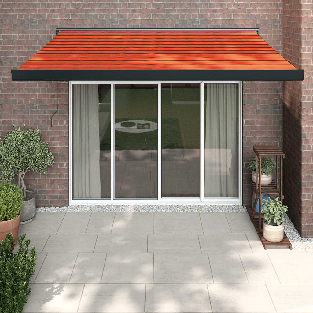 Zložljiva tenda oranžna in rjava 3,5×2,5 m blago in aluminij