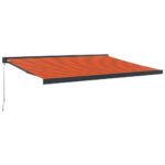 Zložljiva tenda oranžna in rjava 4,5x3 m blago in aluminij - Image 2