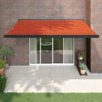 Zložljiva tenda oranžna in rjava 4,5x3 m blago in aluminij
