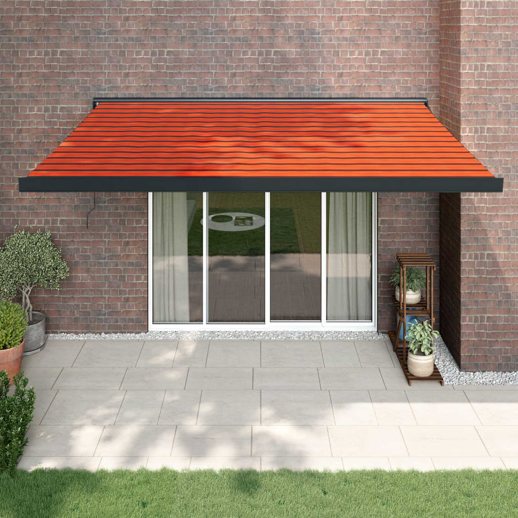 Zložljiva tenda oranžna in rjava 4,5×3 m blago in aluminij