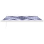 Zložljiva tenda modra in bela 4x3 m blago in aluminij - Image 3